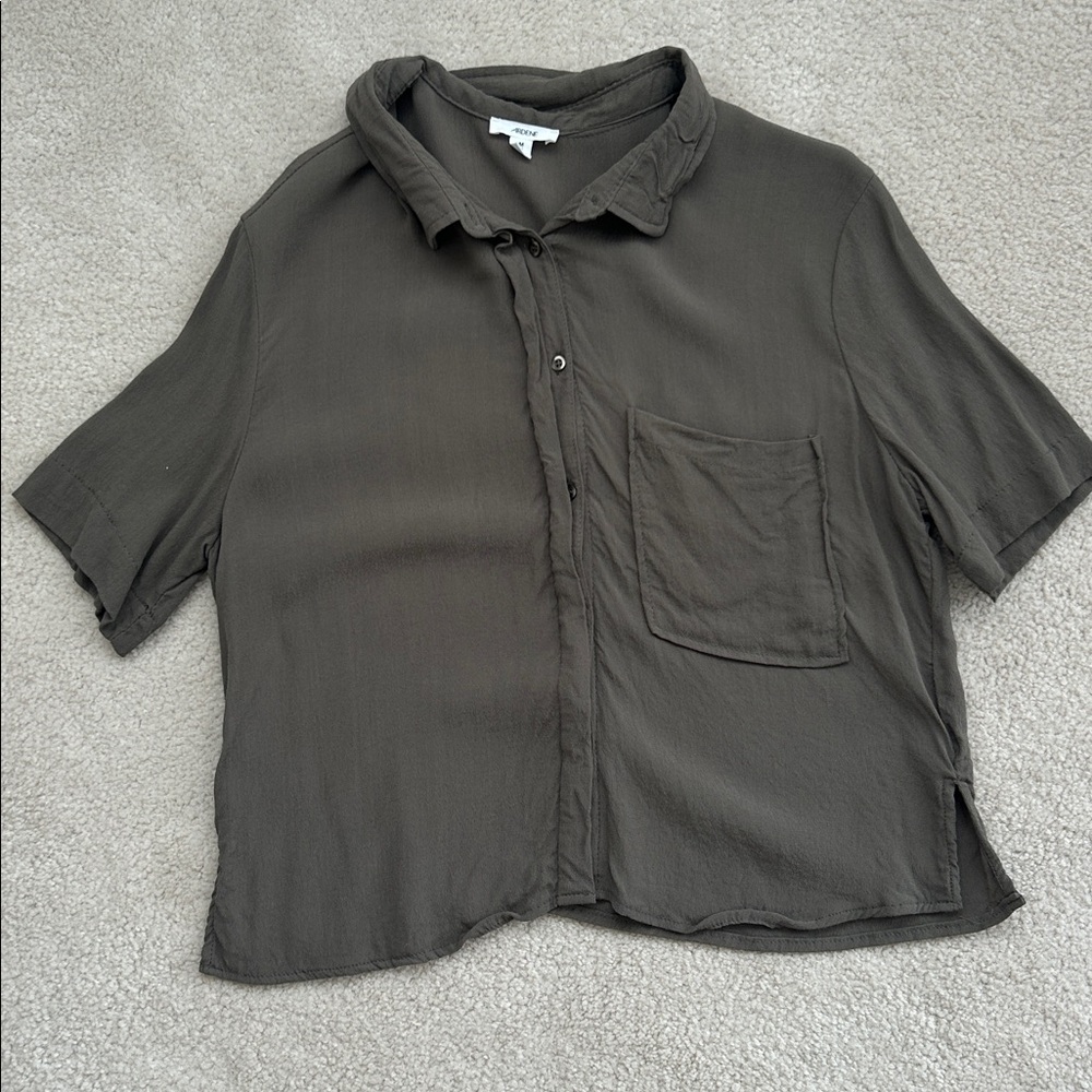 Ardene Women's Olive Button Down Shirt - Size M